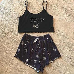 Bumble Bee Crop Top PJ Set, size small